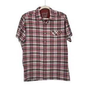 KÜHL Men's Red,‎ Gray & White Plaid Outdoor Casual Button Up Shirt Size Medium